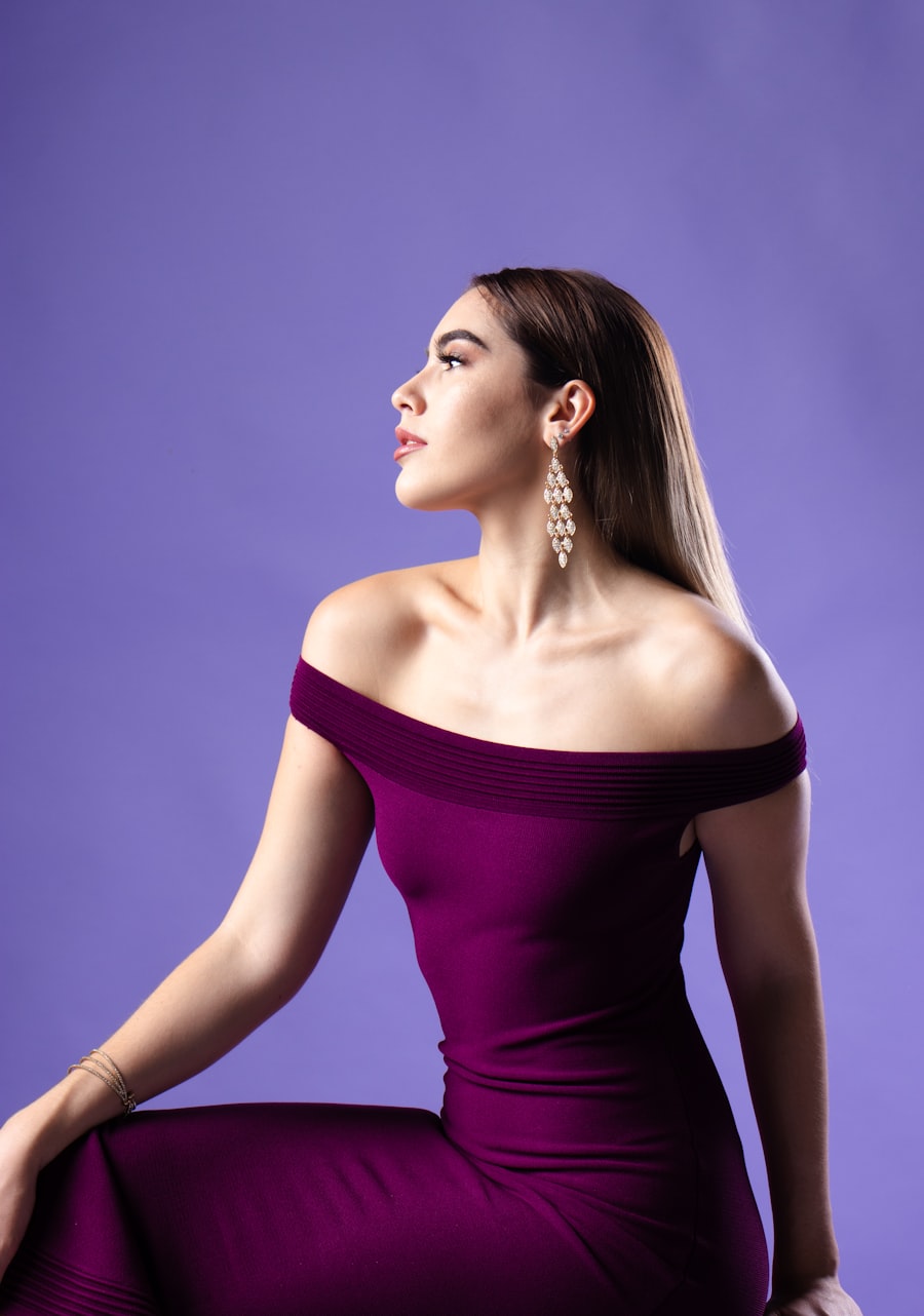 Wine Tiered Evening Gown